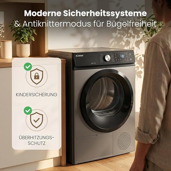 Bomann® Heat Pump Dryer 8 kg 16 Programmes WPT 7155 Titanium [Energy Class D]