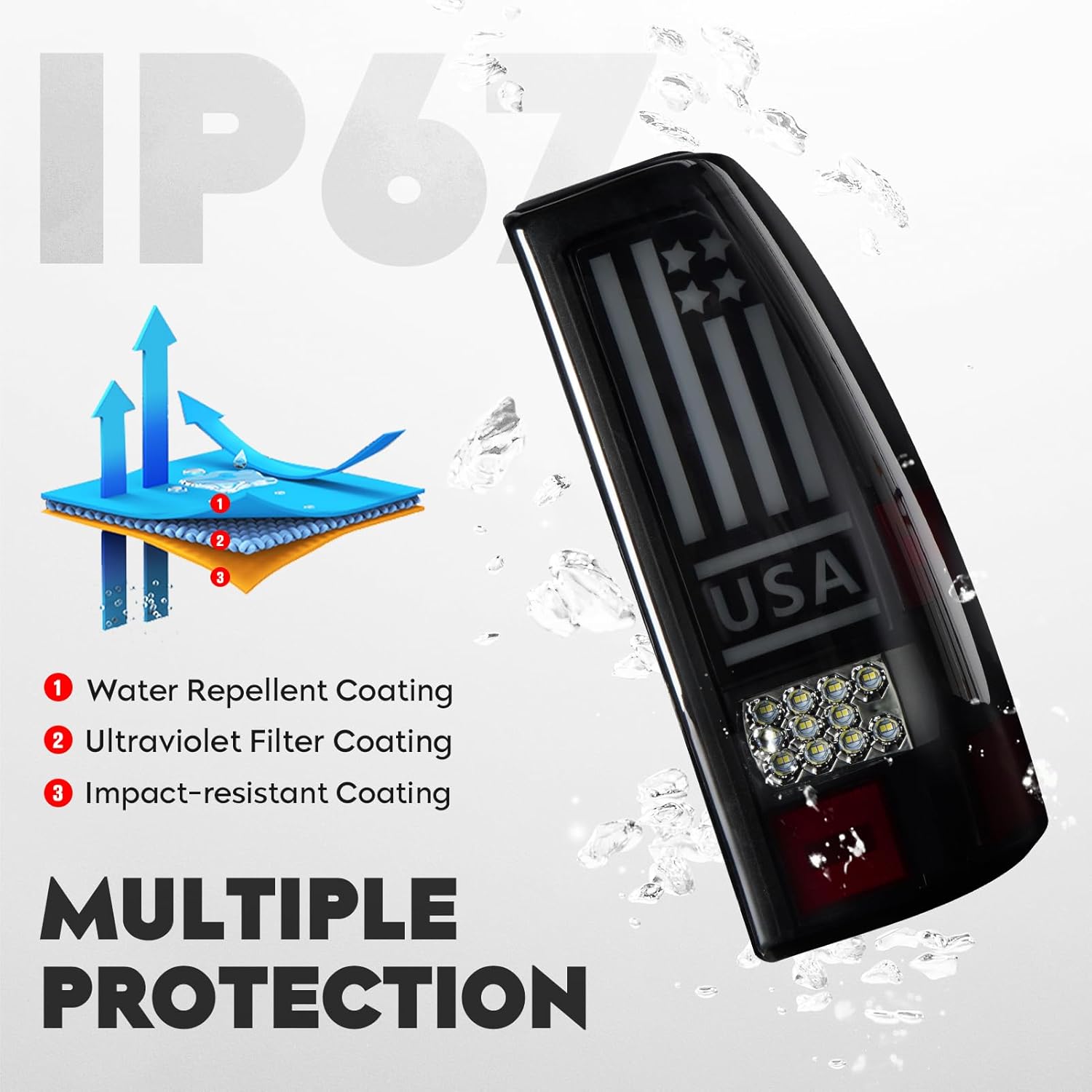 LED Tail Lights Fit for Chevy Silverado 1500 2500 99-02, 1500HD 2500HD 01-02, for GMC Sierra 1500 2500 99-03, 1500HD 2500HD 01-03 (Only fit Fleetside Bedtype), Rear Taillights Assembly, Smoked Lens