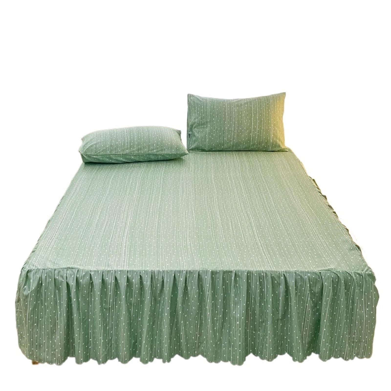 EJvkrbtx Ruffle Wrap Bedspread Bed Skirt Set With Pillowcase 3pcs Multiple Sizes(20,180x200cmx30cm 3pcs)