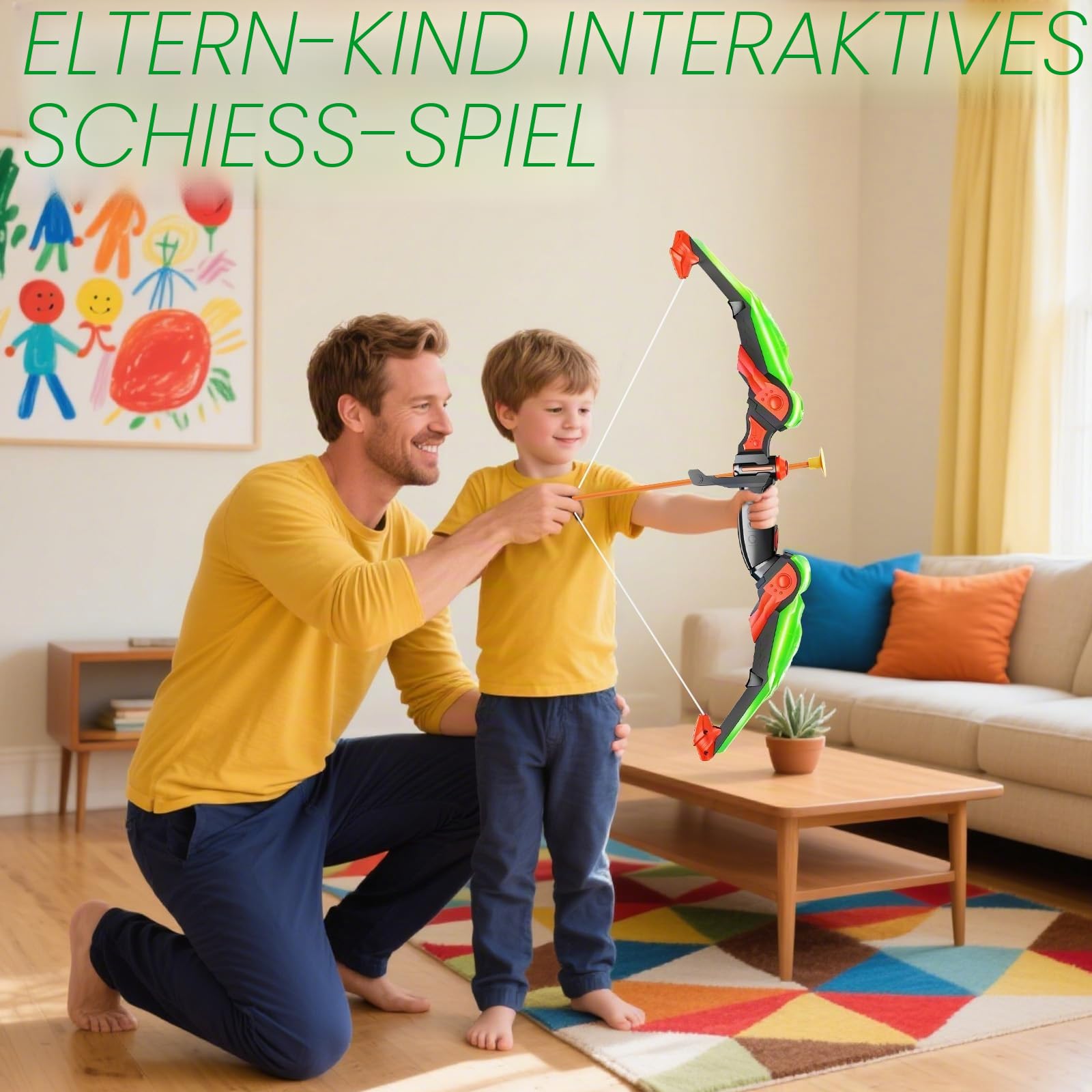 Pfeil und Bogen Kinder Set, Beleuchtetes Bogenschießen Spielset mit Bogen, Köcher, 10 Saugnapfpfeilen und Zielen, Outdoor Spiele für Kinder, Geschenk für Jungen und Mädchen ab 6 7 8 9 10 11 Jahren
