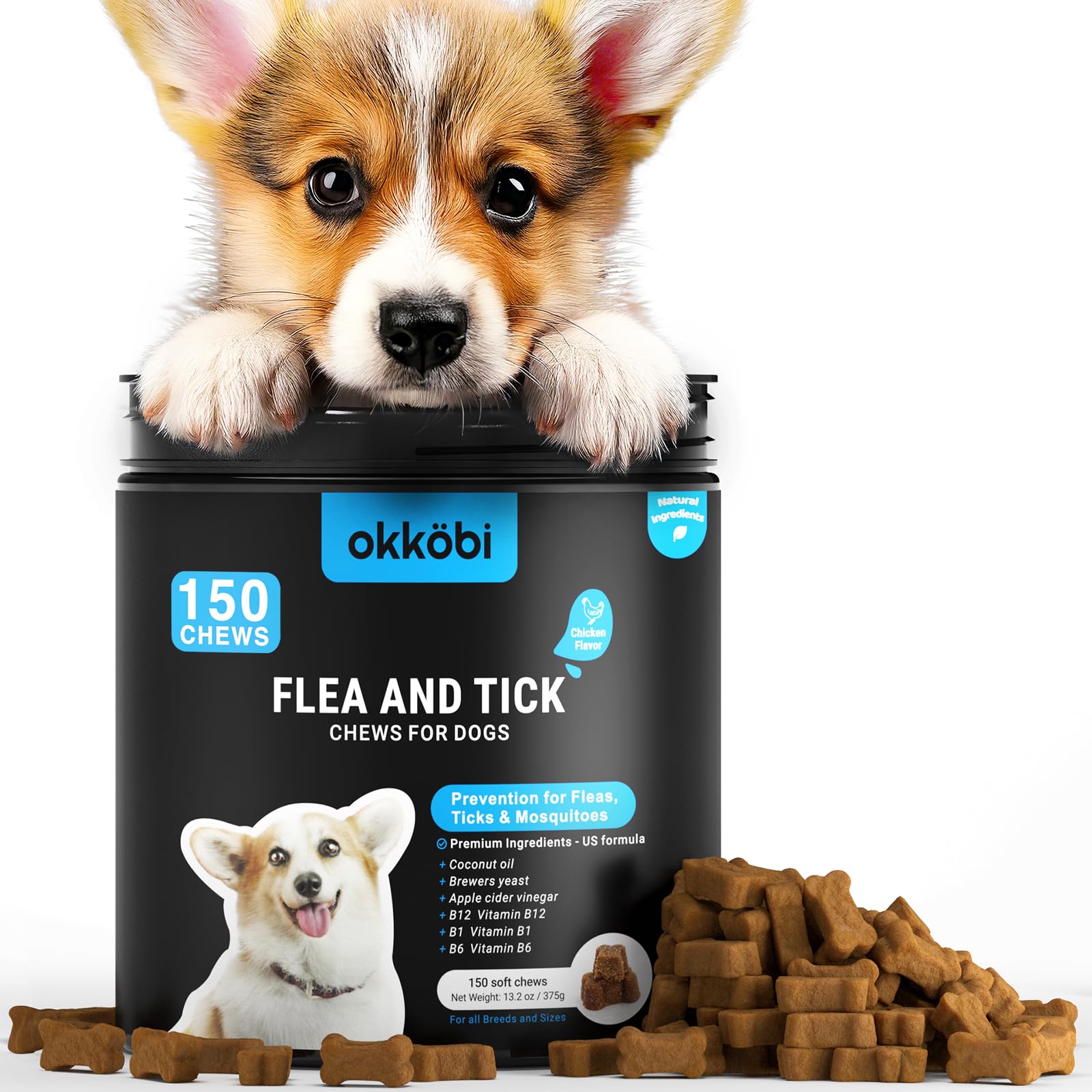Flea And Tick Prevention Chewables For Dogs 150 Chews Flea