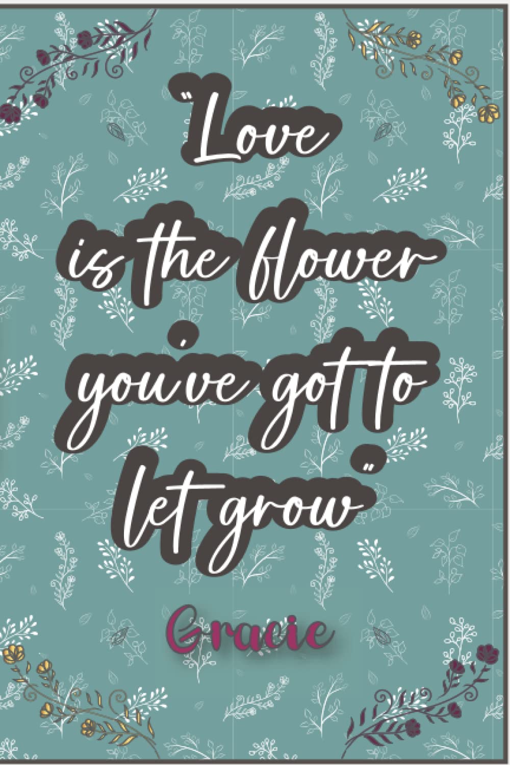 Floral Notebook Blue and White for Gracie: Floral Notebook Blue and White with Elegant Design Lined Interior for Gracie