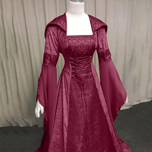 Miniatura 7 de Vestido gótico para mujer con capucha medieval, traje con corsé, renacentista, vestido victoriano