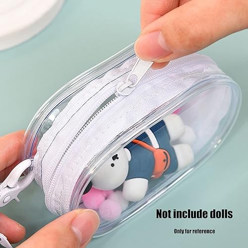 Miniatura 4 de Vitrina transparente con llavero para mini figuras, estuche portátil de almacenamiento de muñecas, bolsa colgante para llavero, Blanco Negro