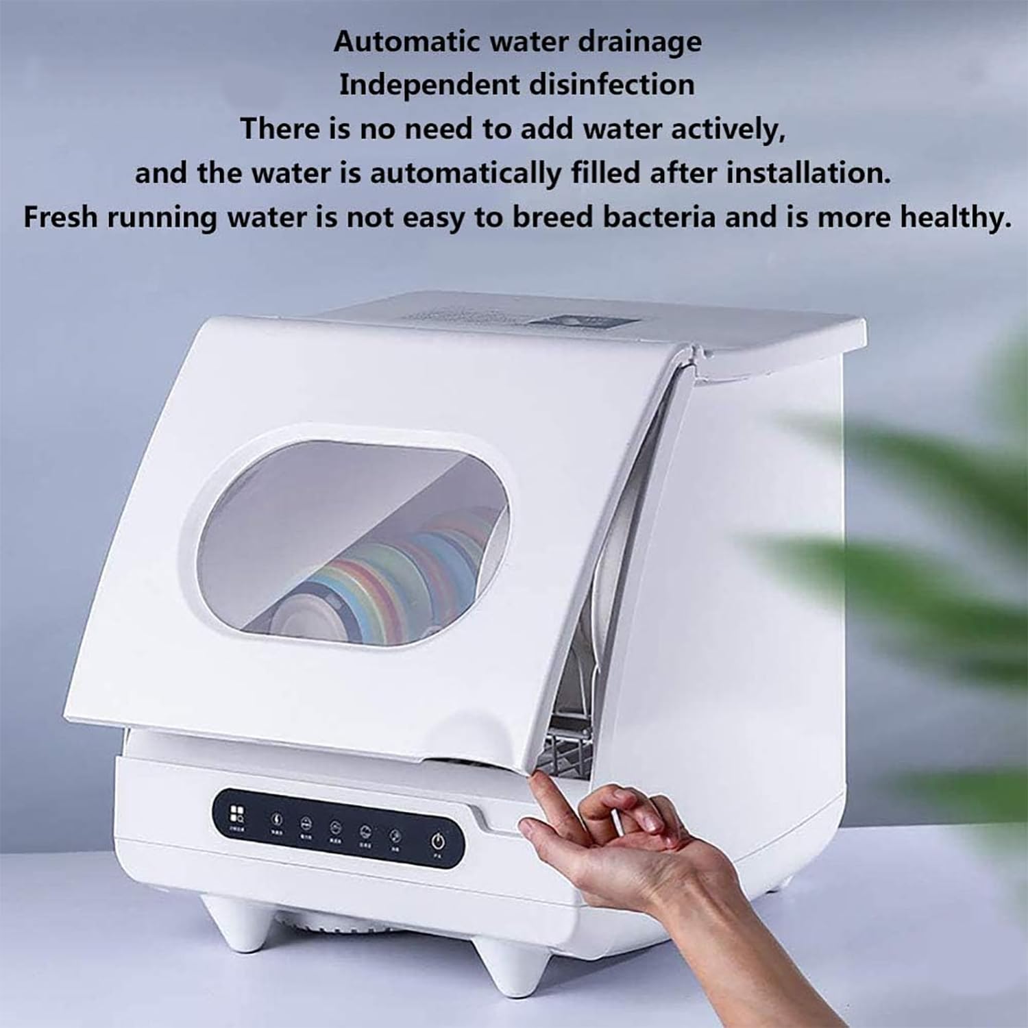 Lave-vaisselle De Table, 1200W Machine Laver Vaisselle Portable Avec 5 Programmes De Lavage Et Réservoir D'eau Intégré De 5 Litres, Cycle À 360°, Pour Les Petits Appartements Et Les Camping-cars
