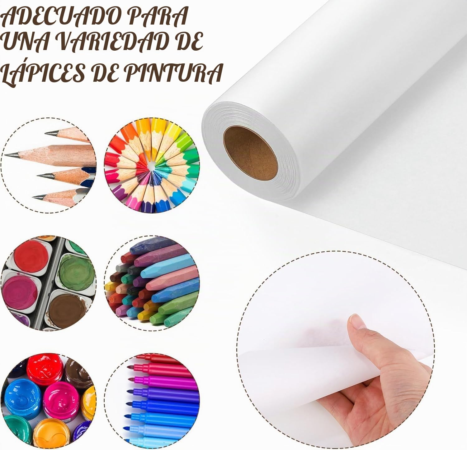 Rollo de Papel de Calco, 43cm x 25m Papel Translúcido Calco Tracing Paper 23g/m² para Dibujar Manualidades Calcar Dibujar Embalaje (Translúcido)