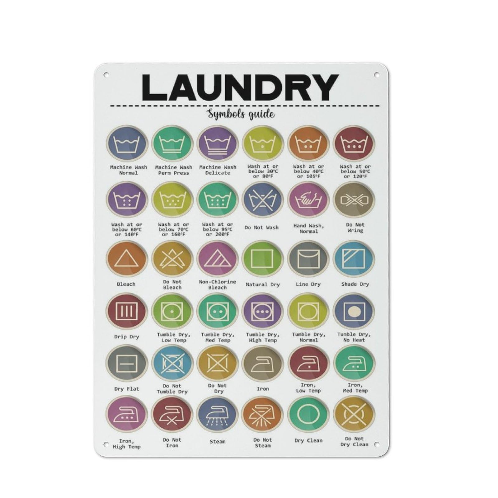 Rustic Metal Tin Sign Laundry Symbols Guide Laundry Care Symbols Wall Sign Laundry Rules Wall Print Guide To Laundry Care Symbols Wall Art For Home Laundry Room Housewarming Decoration 12x16 Inch