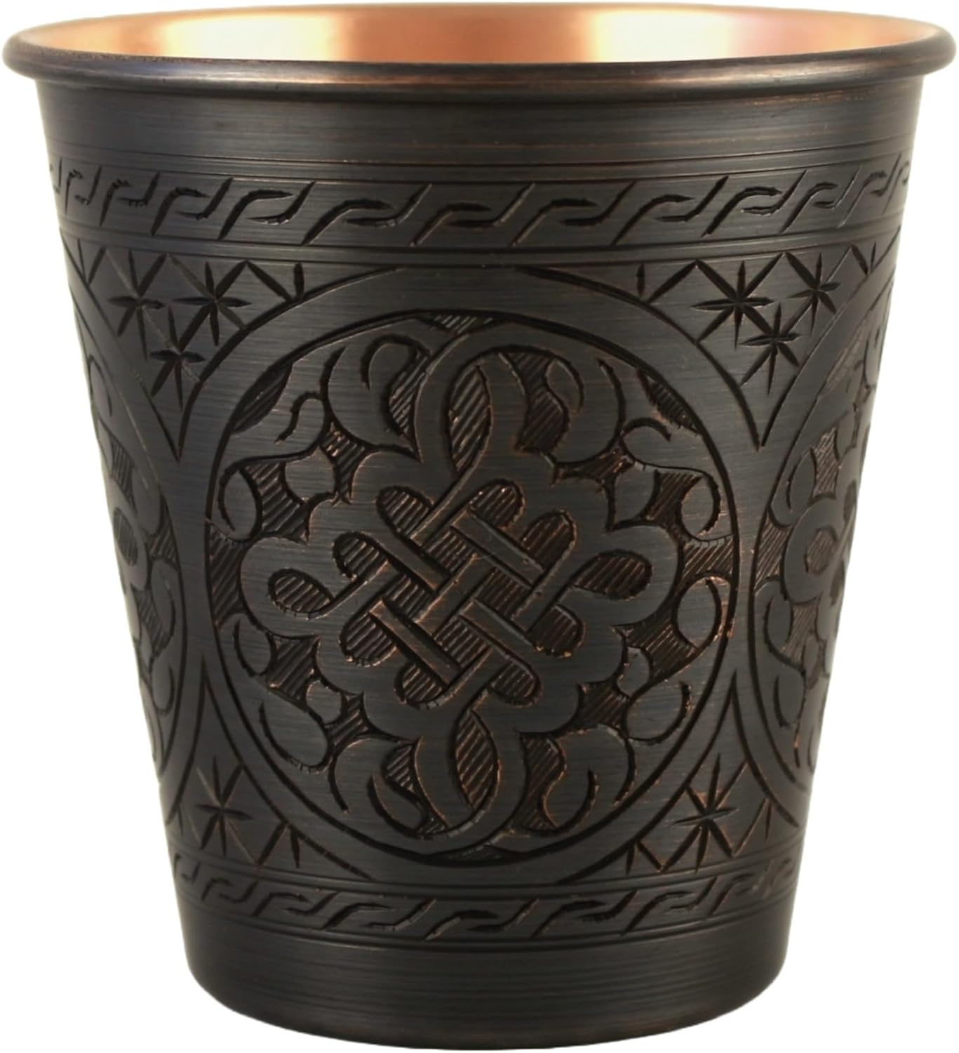 CC Series (18 oz) - Super Heavy Weight Drinking Cups or Serving Cold Beverages and Cocktail Mugs, Handmade Unlined Uncoated 100% Pure Copper Tumblers (Engraved-Art Antique)
