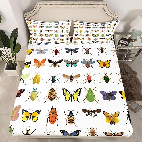 Miniatura 14 de Juegos de ropa de cama de panal tamaño Queen para niños y niñas, sábana bajera ajustable de abeja honesta, sábanas de geometría hexagonal de Multi