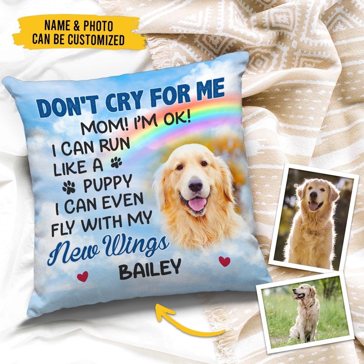 Photo Inserted Girls Don't Cry GDC Angel Logo Pillow Black - FW22