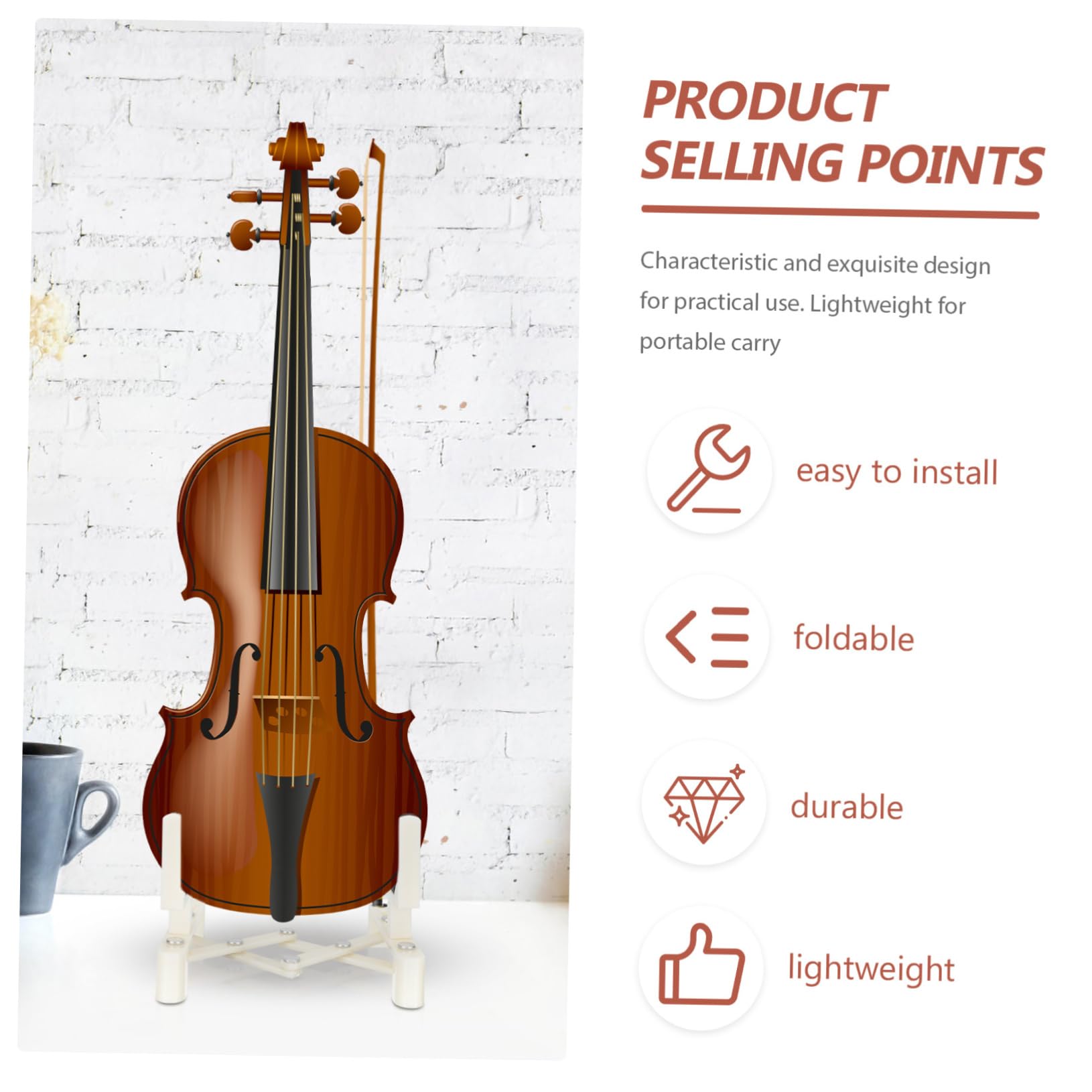 COSMEVIVI Foldable Violin Stand Violin Shoulder Rest Black Floor Holder Musical Instrument Accessory Display Rack
