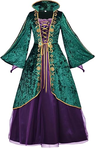 Miniatura 3 de CICOCI Disfraz de bruja para adultos, de terciopelo de lujo, para mujer, talla grande, para cosplay, disfraz de Halloween