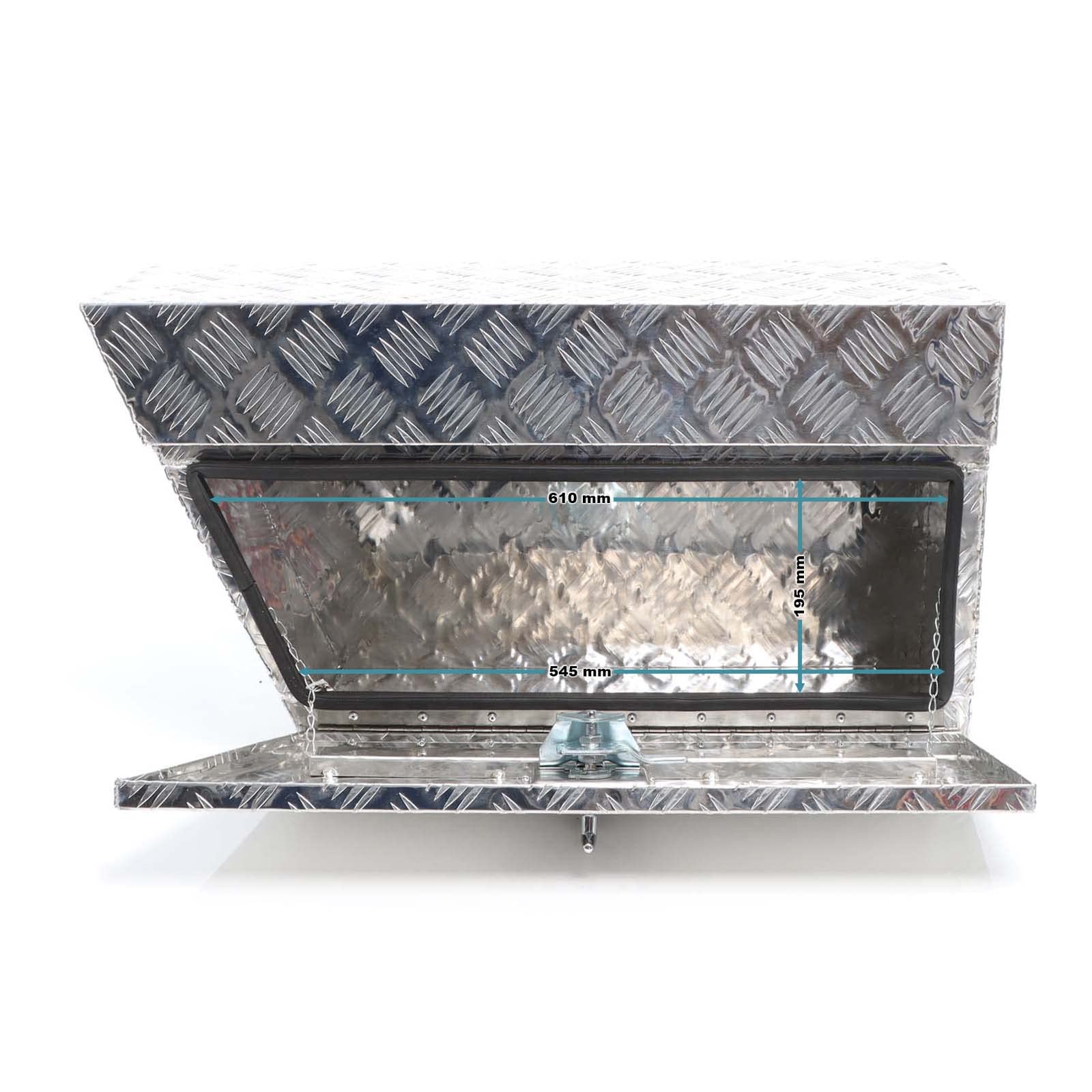 XPOtool Alu Unterbaubox links 75x25x40 cm / 6 kg bis 60 L / 40 kg vollgeschweißt robust für Pkw, Anhänger, Lkw Nutzfahrzeuge, robuste Staubox und Werkzeugkiste - Unterflurbox Deichselbox Staukasten
