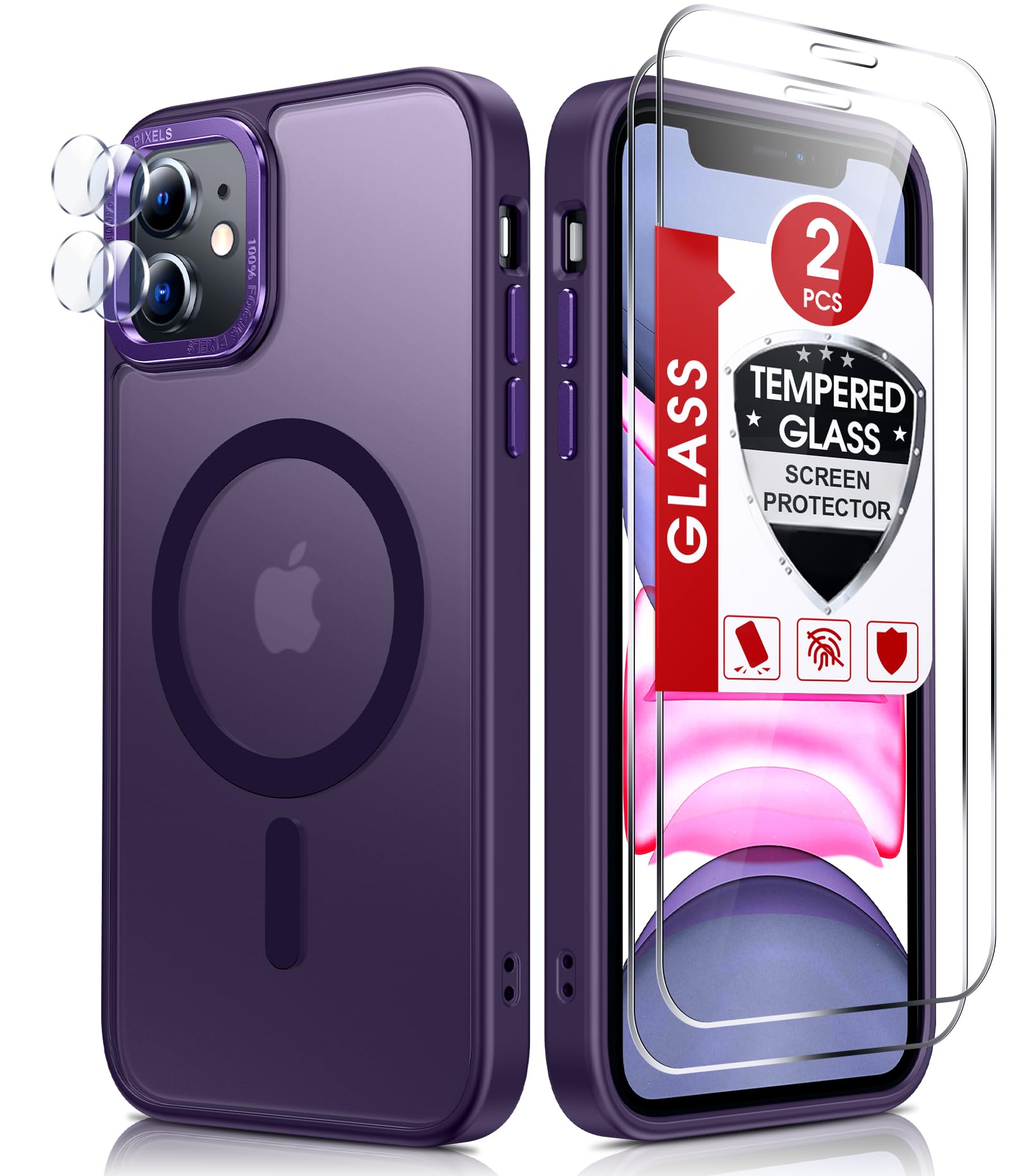 Photo 1 of LeYi iPhone 11 (6.1") Case with Magsafe & Screen Protector - Purple