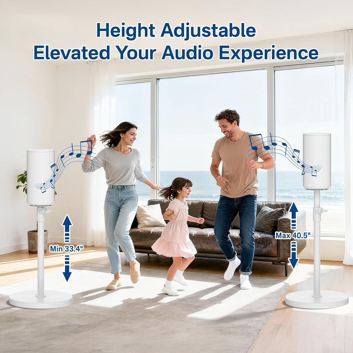 Height Adjustable Floor Speaker Stands Pair for Sony HT-A9 Speaker Stands - Heavy-Duty Surround Sound Speaker Stand for Sony HT-A9 Stands with Cable Management (Stand Only)