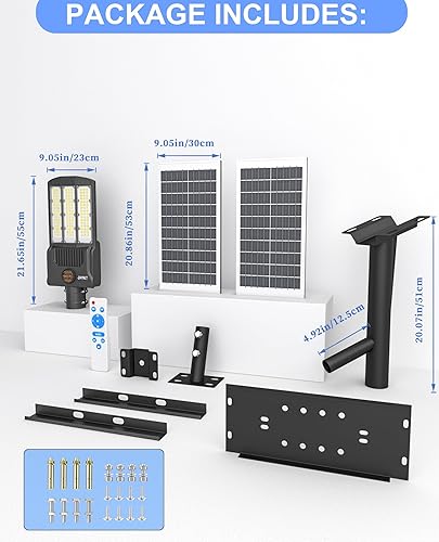 Miniatura 7 de JAYNLT Y-9500W Luces de calle solares al aire libre,750000LM 6500K Luces de estacionamiento brillantes comerciales,Luces de inundación divididas
