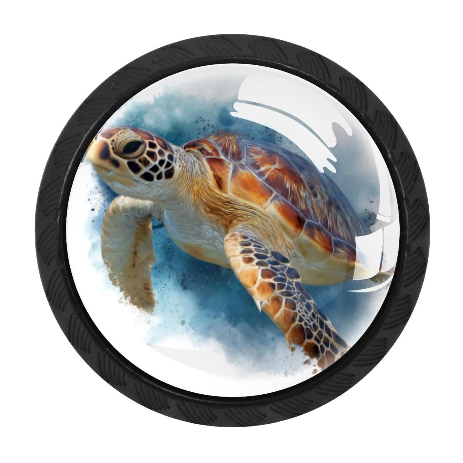 CHENZZZZ 4 Pack Sea Turtle Drawer Knobs Round Shaped Crystal Glass Cabinet Knobs Pull Handles