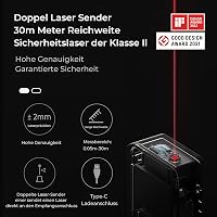 HOTO Lézeres Távolságmérő 30m Hatótáv, Bluetooth Kapcsolat, OLED Kijelző, USB-C Töltés, Digitális Lézermérő Szalag 4