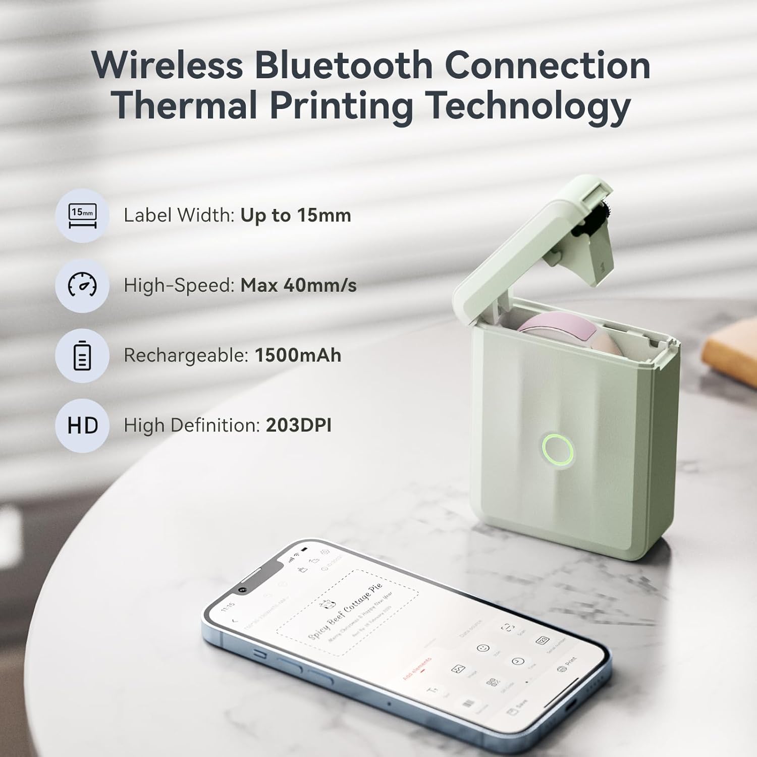 NIIMBOT D110 Upgraded Version Mini Label Maker Machine with Tape, Portable Bluetooth Thermal Printer, Sticker Labeler with Multiple Templates for Office Organization Home Kitchen School, Green - Image 8