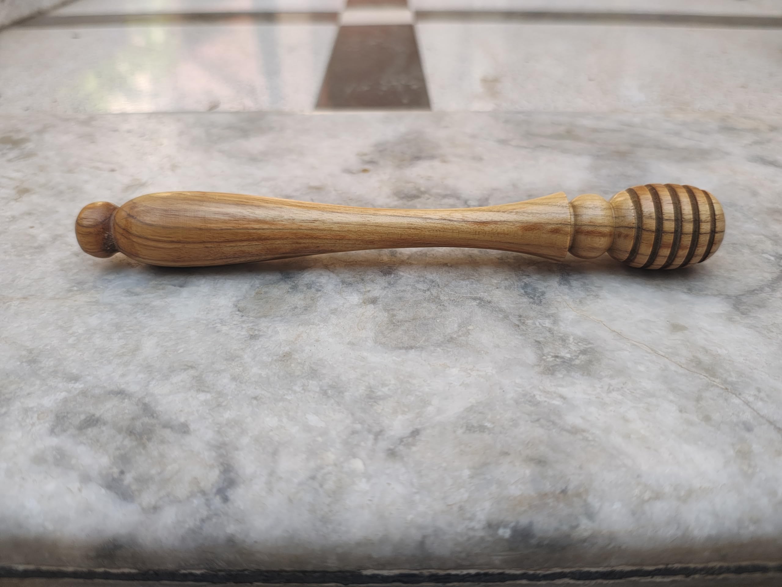 Set of 2 - 8 Inch Wooden Honey Dippers for Drizzling - Natural Sagwan (Teak) Wood Honey Sticks with Long Handle and Deep Grooves - Reusable Wooden Spoon for Honey, Syrups, and Tea 4