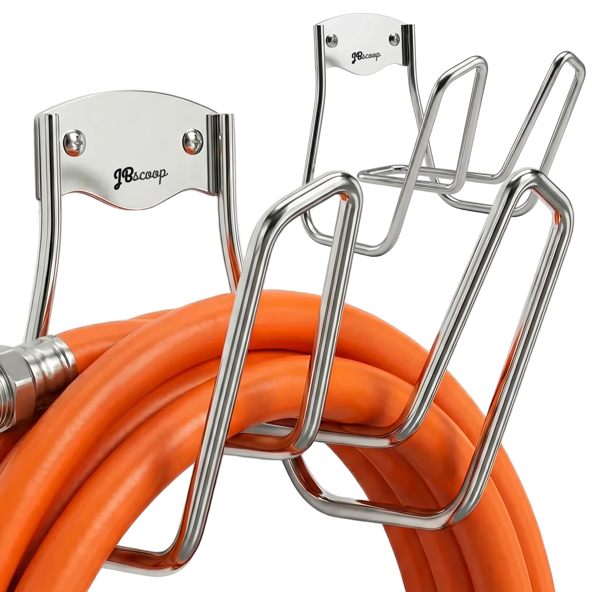 JBscoop Soporte de manguera de jardín 2 juegos, soporte de pared para manguera de agua, cables de extensión, manguera de compresor de aire