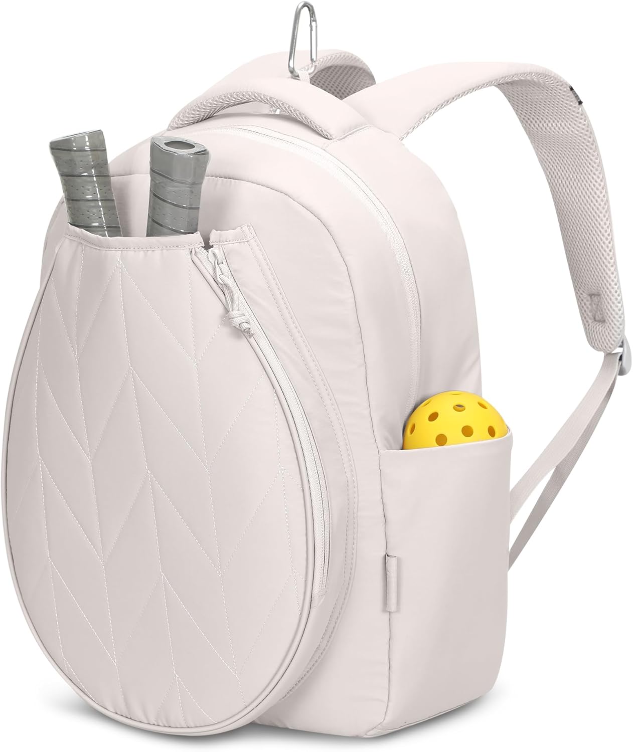 Hynes Eagle Pickleball Backpack Quilted Fits 2 Rackets with Wet Pocket Tennis Gym Backpack for Women Sport Daypack 22L Beige