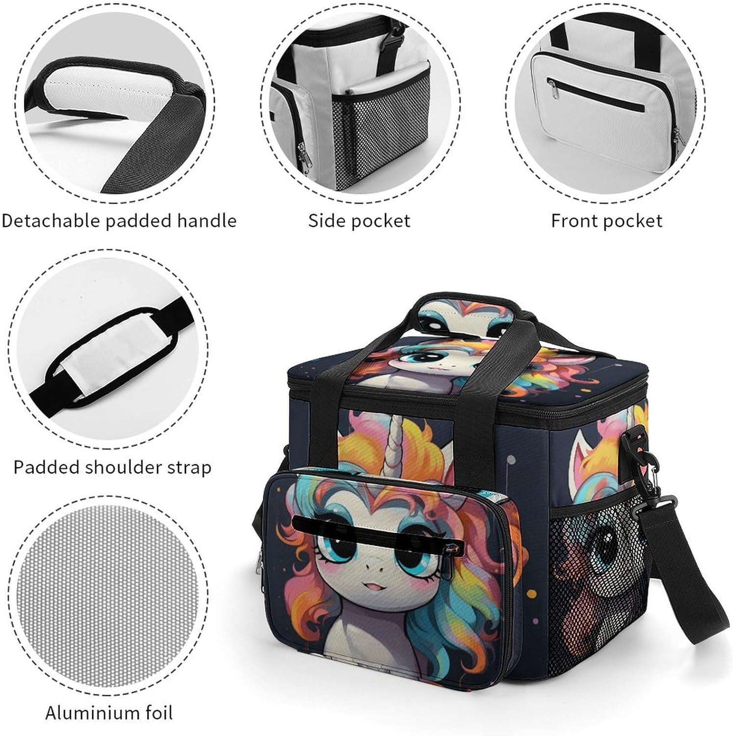 Cooler Bags Insulated for Travel, Cute with Colorful Hairstyle Print Soft Cooler Bag,Insulated Lunch Bag for Camping/Beach/Outdoor/Picnic