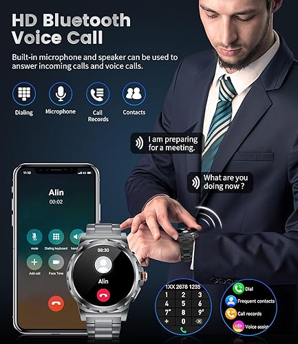 Miniatura 3 de Reloj inteligente militar para hombre (respuestallamadas de marcación), pantalla táctil AMOLED de 1.46 pulgadas, resistente al agua 5ATM, más de 120