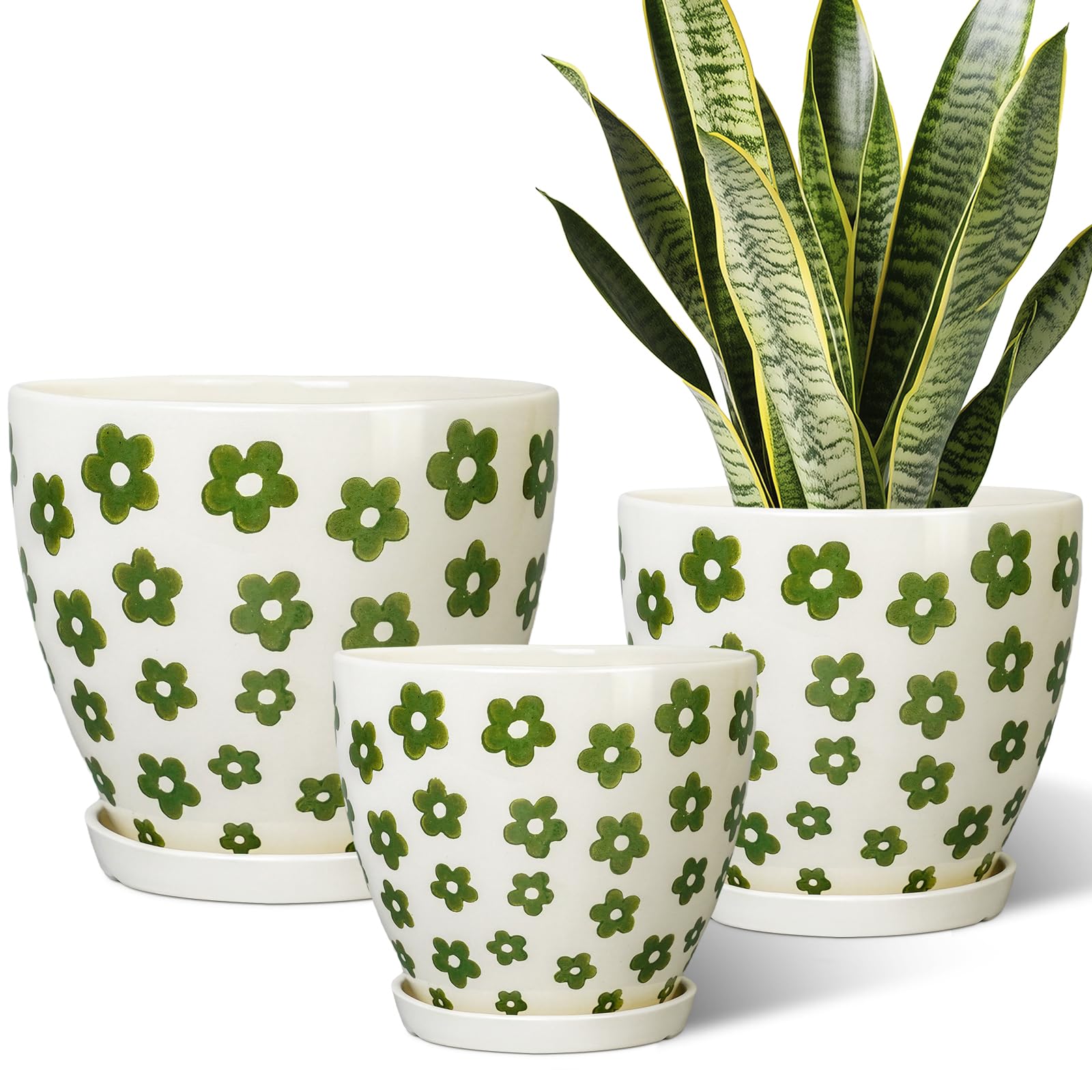 Pots de fleurs en céramique haut de gamme, design pétales blancs épuré pour intérieur chic