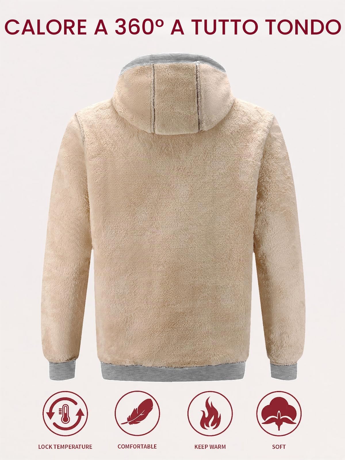 Tansozer Uomo Felpa Invernale Calda Pile con Cappuccio
