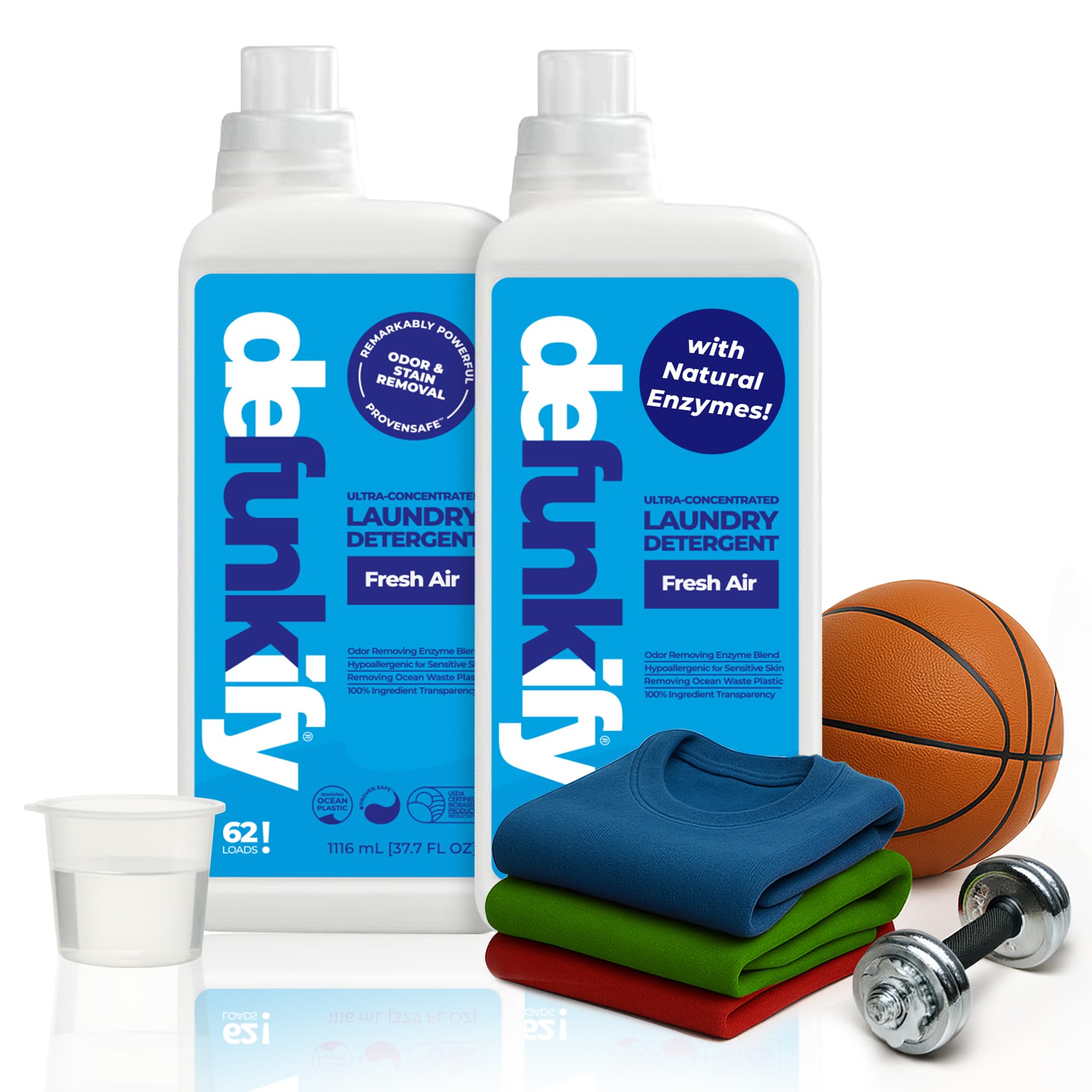 Laundry Detergent 62 Load/37.7 FlOz (2-Pack). 'Fresh Air' Liquid Laundry Detergent for Sensitive Skin. 'ProvenSafe' Laundry Soap Washing Detergent w/Odor & Stain Remover for Activewear & All Fabrics