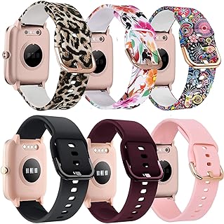 ViCRiOR Bands Compatible with 19mm Wide Veryfitpro ID205L Smart Watch, Quick Release Soft Silicone Fadeless Pattern Printed Floral Replacement Band for Uwatch 3, Willful SW021 ID205L/SW025 ID205S