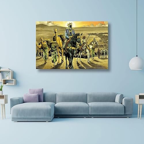 Miniatura 3 de Mansa Musa - Póster de pintura en lienzo para pared, sala de estar, dormitorio, decoración moderna al óleo (marco, 08 x 12 pulgadas)
