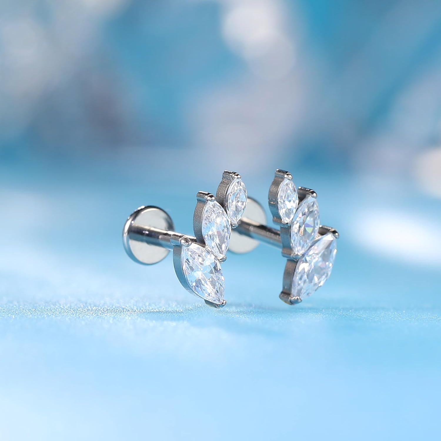 limerencia F136 Titanium Hypoallergenic Cubic Zirconia Flat Back Internally Threaded Studs 18G Tragus Helix Conch Cartilage Climber Crawler Piercing Jewelry Earrings for Women (a pair) - Image 7