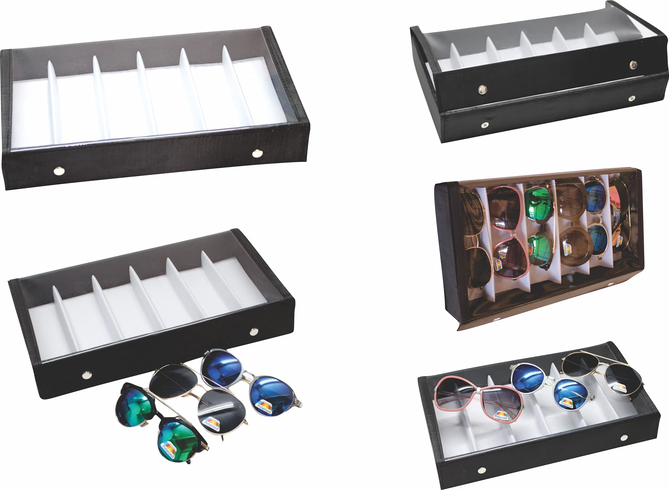 Sunglass,goggles,eyewear,Box case cover zipper 6pcs slot storage compartment organizer (make in india)