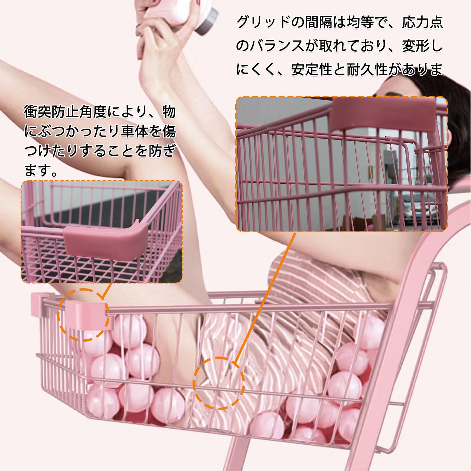 Amazon｜スーパーのカート販売｜網目タイプのスチール製トロリーカート