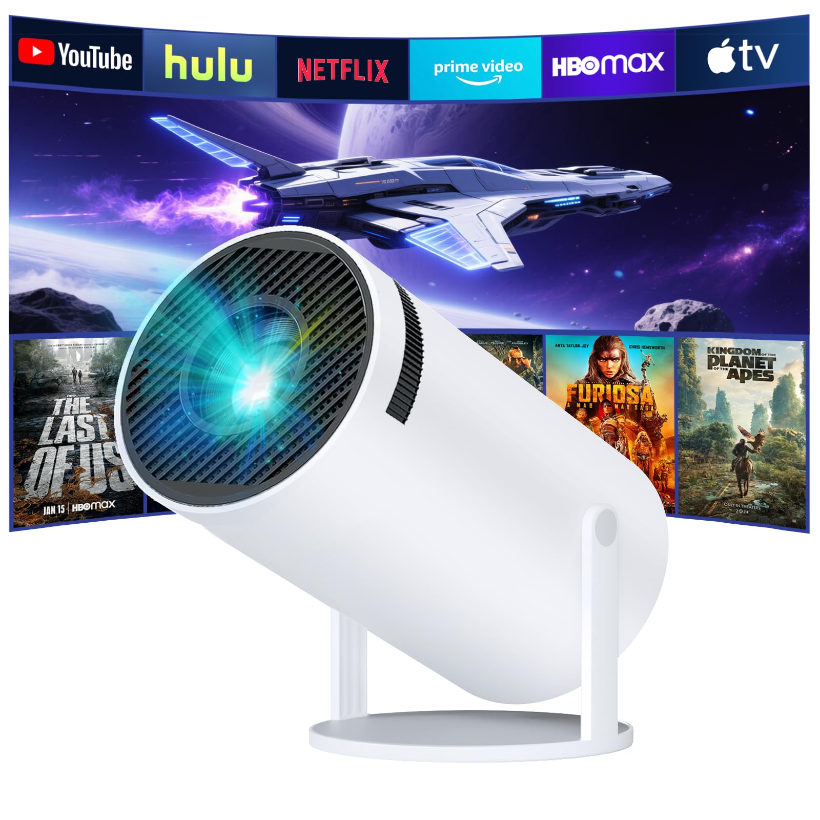 Anytrox Mini Projector [Built-in App & 2026 Upgraded &1080P] Support Auto Keystone, Portable Projector with WiFi and Bluetooth, 180 Adjustable Fit for Home Theater/Outdoor/TV StickPhone