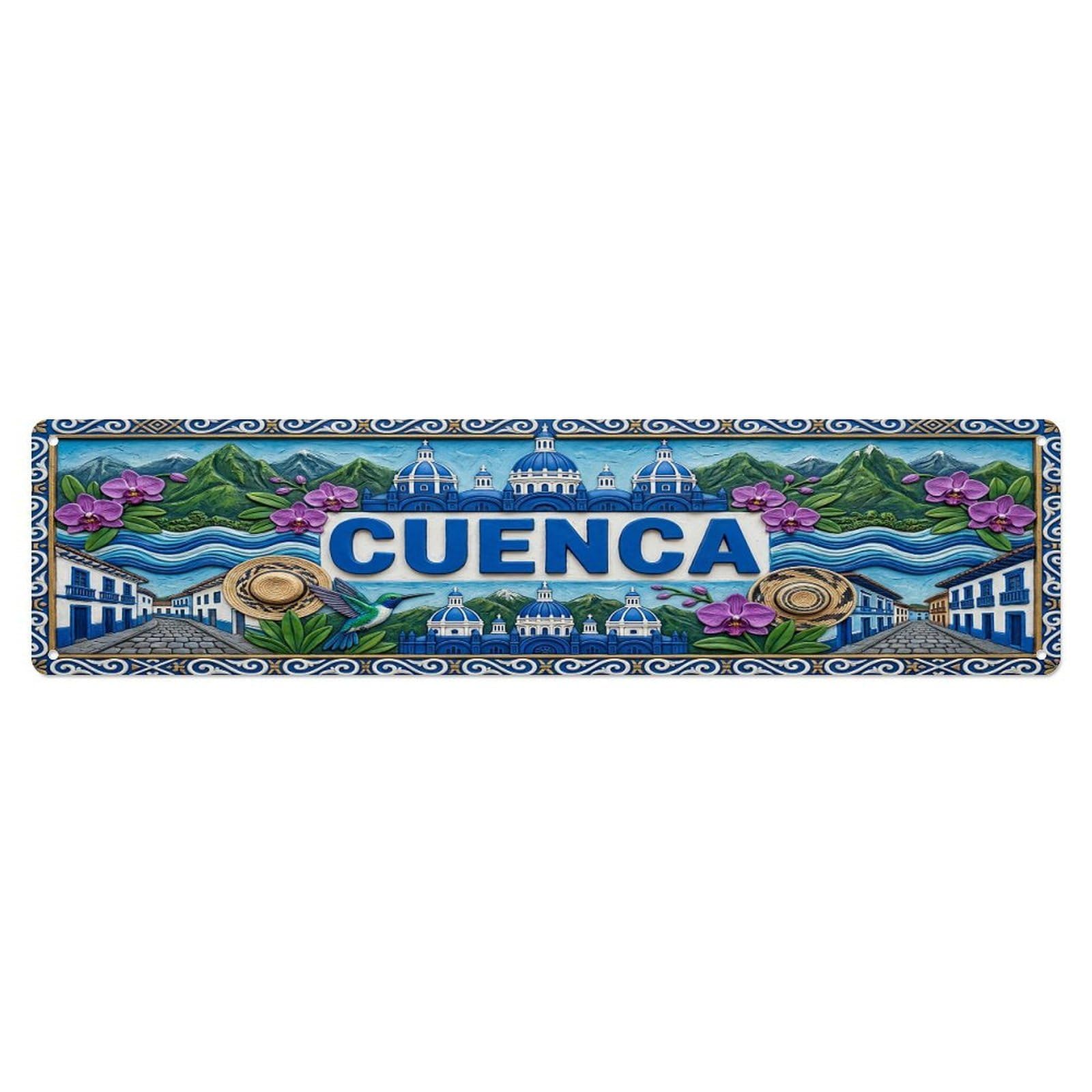 Gead 4X16inch Style Vintage Cuenca Ecuador Flag Pattern Metal Tin Sign