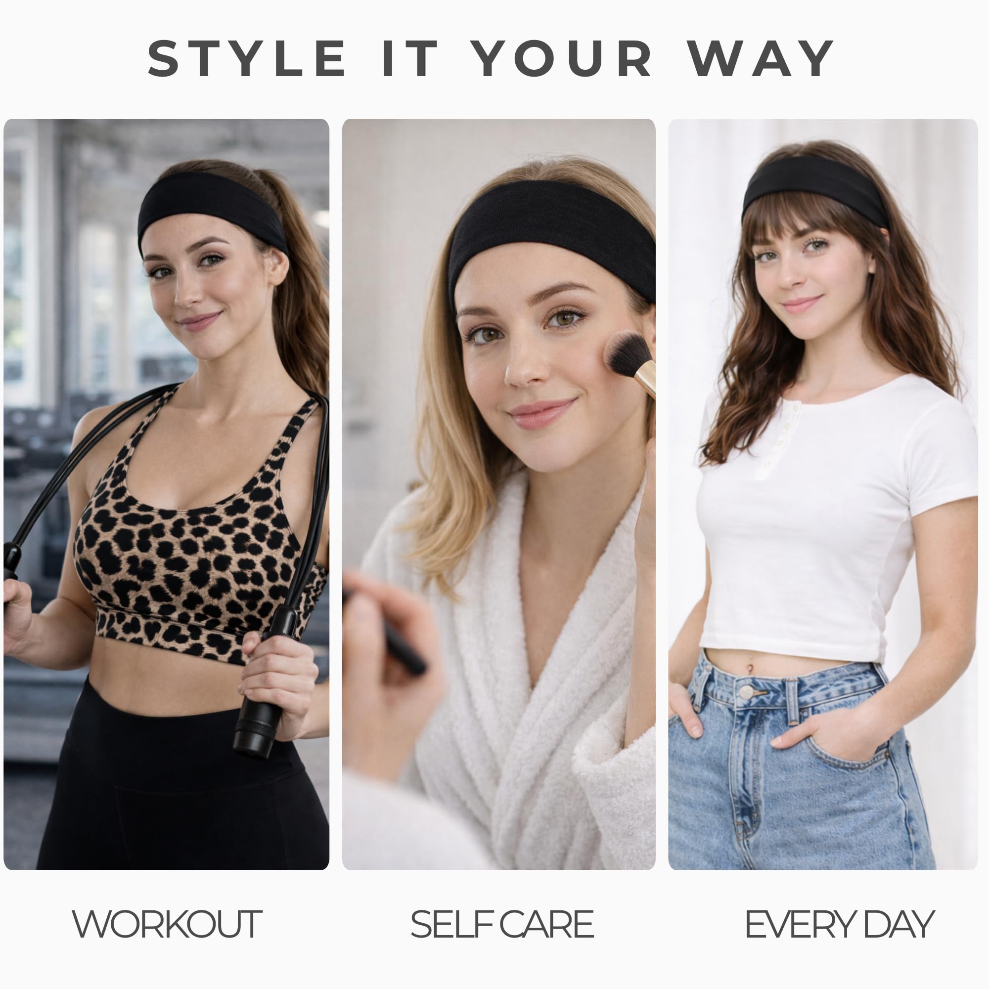 Cotton Blend Headbands for Women 10 Pack Non-Slip Stretch Workout Hair Amazon.com : Styla Hair Headbands for Women Stretch Fashion  main image 3