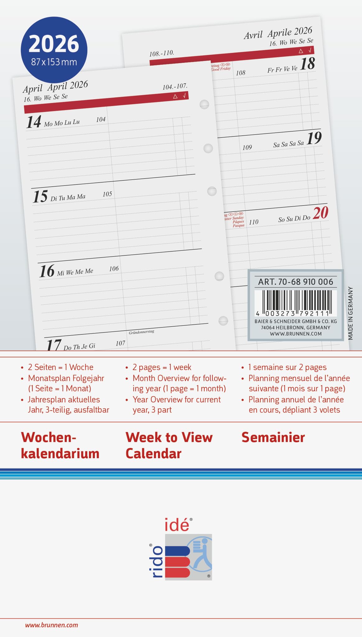 rido/idé Weekly Calendar Timing Special '26 | A6