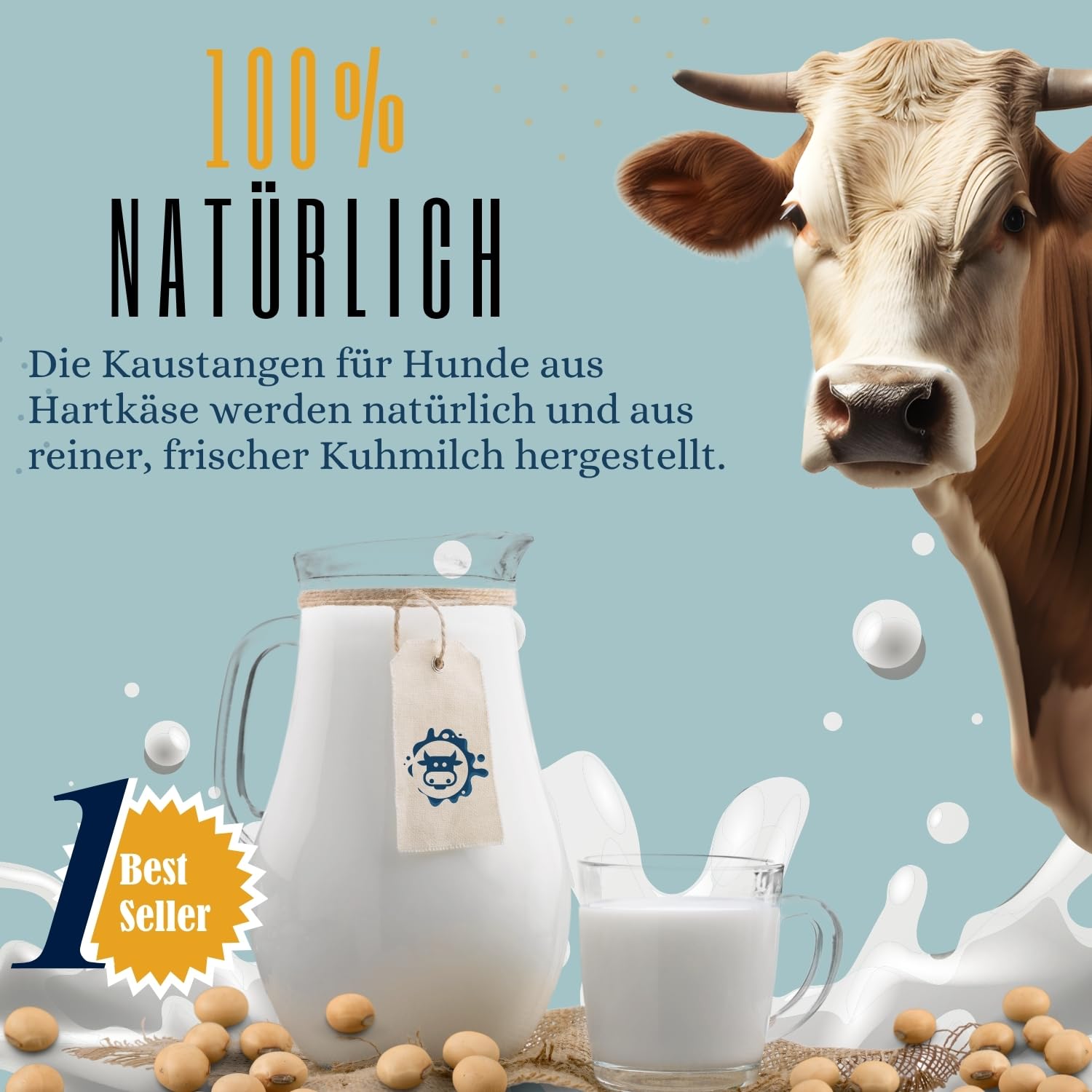 PetLove Kaukäse für Hunde aus 100% Hartkäse • Extra Harter, langanhaltender Kausnack • Natürlicher Käseknochen ohne Zusätze • Zahnpflege & Kauspaß • 6er Pack • Größe XL