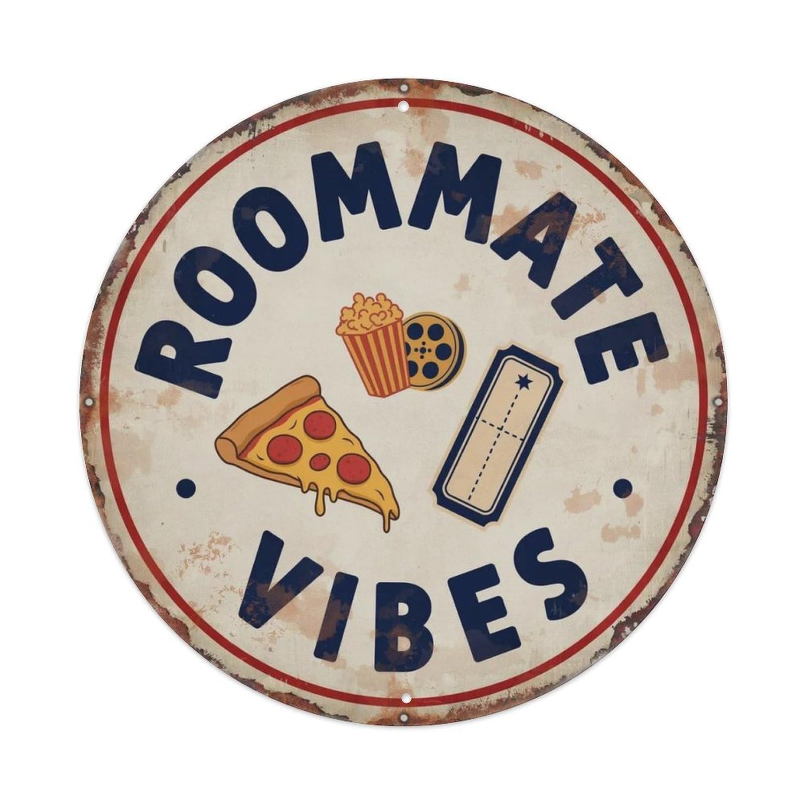 Roommate Vibes Metal Tin Sign Plaque