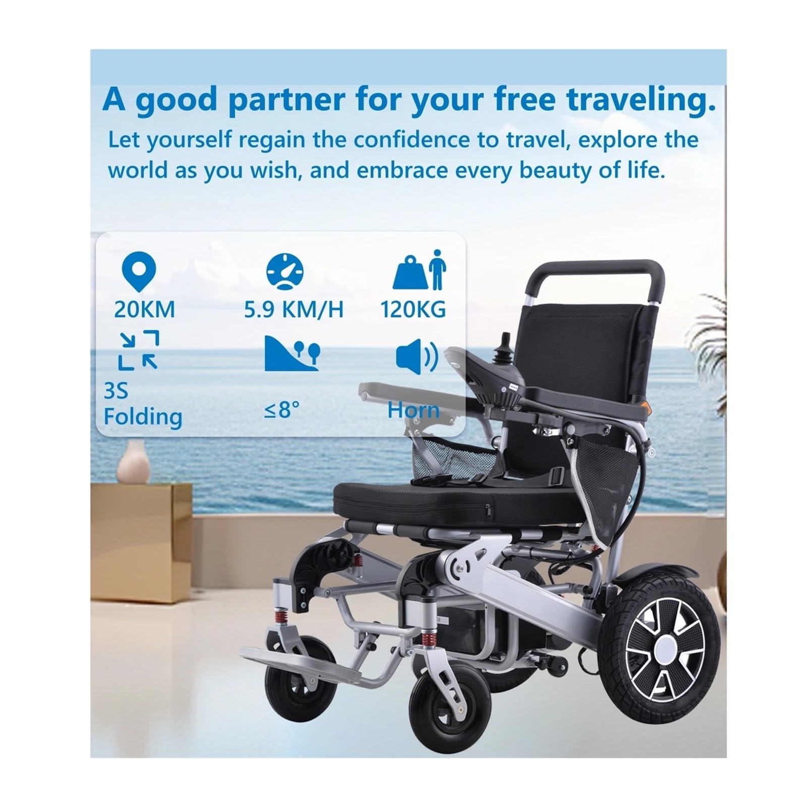 Sedia A Rotelle Elettrica For Tutti I Terreni Scooter For Mobilità Portatile Con Potente Motore Da 500 W E Batteria A Lungo Raggio 20 Ah For Anziani Disabili Mobilità Confortevole Fluida(20AH-golden)