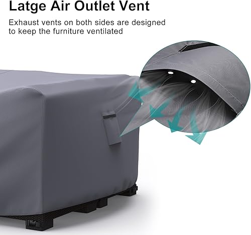 Miniatura 11 de Fundas impermeables para muebles de patio, 90 pulgadas de largo x 62 pulgadas de ancho x 28 pulgadas de alto, juego de fundas rectangulares Negro