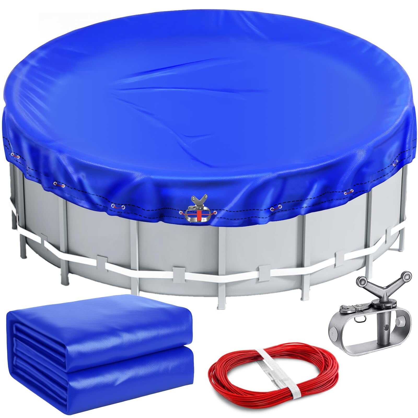 Bâche d'hiver pour piscine hors-sol bleue de 5,5m pour une protection optimale contre le gel