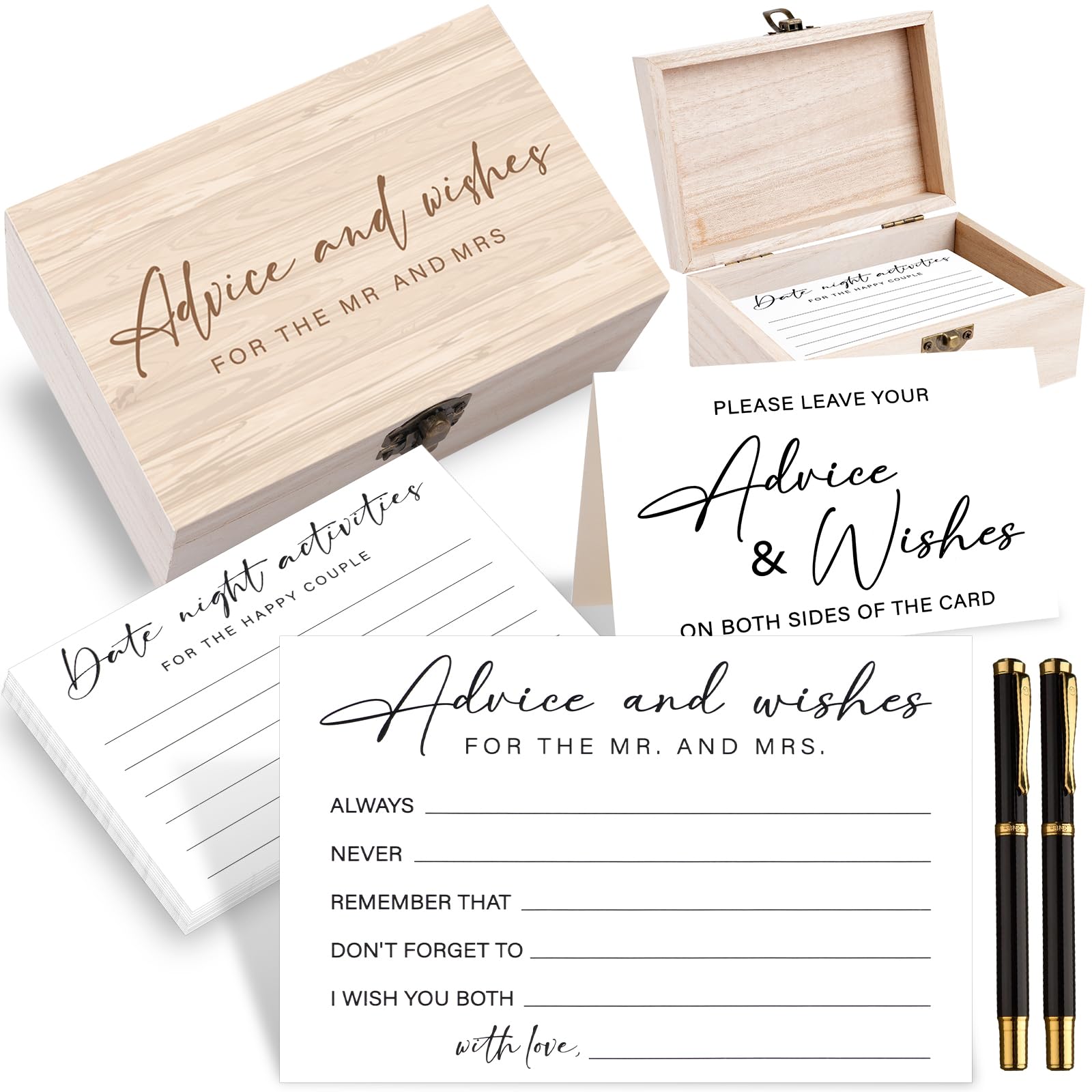 Cartes de vœux en bois de mariage blanc pour la mariée et le marié