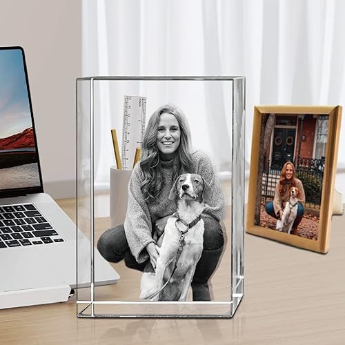Miniatura 6 de HAN'S LASER Foto de Cristal 3D, Regalo Personalizado con Tu Propia Foto, Navidad Única, Cumpleaños, Boda para Mujeres, Regalo Conmemorativo, Retrato