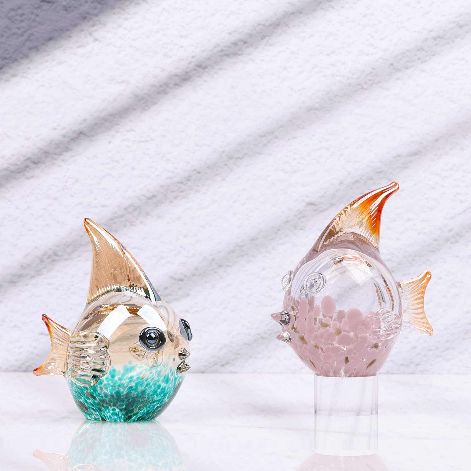 Amazon.co.jp: かわいいガラスの魚の置物 吹きガラスの動物 クリスタル
