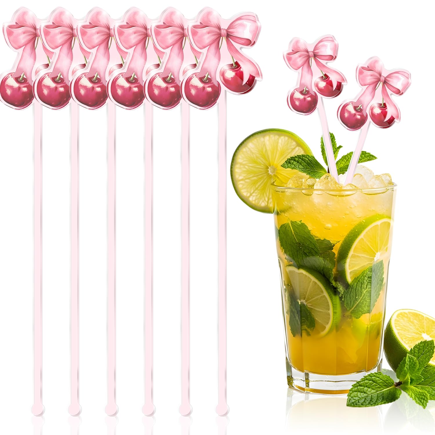 Agitateurs réutilisables roses au design de nœud pour thé chic
