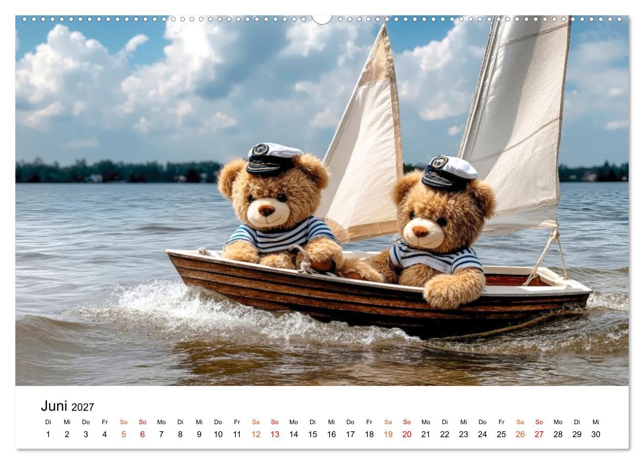 Teddybären - im Doppelpack durchs Jahr (hochwertiger Premium Wandkalender 2027 DIN A2 quer), Kunstdruck in Hochglanz: Zwei kleine Fellfreunde meistern das große Leben. (CALVENDO Tiere)